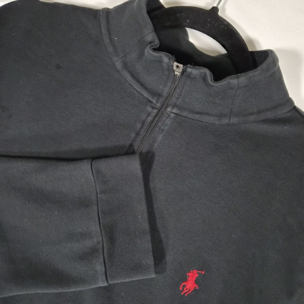 Polo Ralph Lauren‎ Men's Large Black Quarter Zip Pullover Long Sleeve Shirt Pony